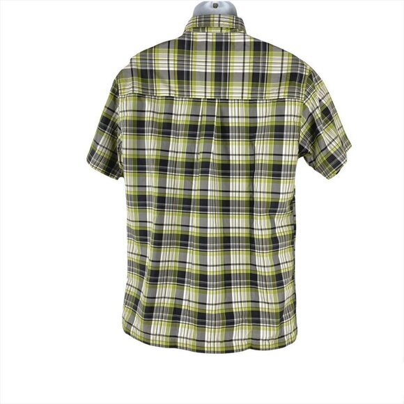 Kuhl Shirt Button Front Polyester Ionik Plaid Short Sleeve Men's Medium - Picture 4 of 10
